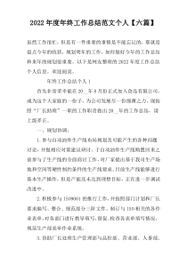 2022年度年终工作总结范文个人【六篇】