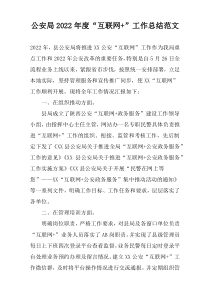 公安局2022年度“互联网+”工作总结范文