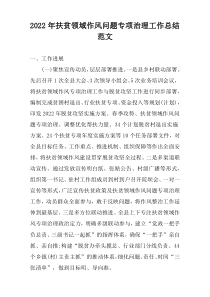 2022年扶贫领域作风问题专项治理工作总结范文