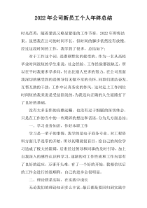 2022年公司新员工个人年终总结