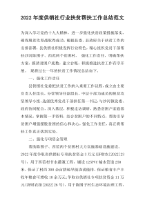 2022年度供销社行业扶贫帮扶工作总结范文