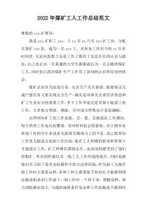 2022年煤矿工人工作总结范文