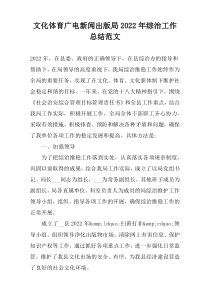 文化体育广电新闻出版局2022年综治工作总结范文