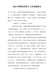 2022年财务负责人工作总结范文