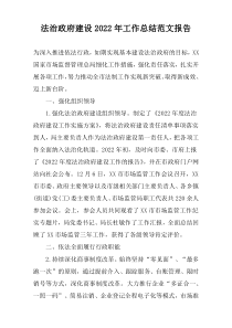 法治政府建设2022年工作总结范文报告