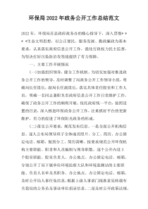 环保局2022年政务公开工作总结范文