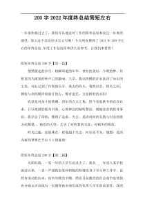 200字2022年度终总结简短左右