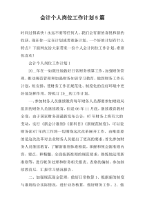 会计个人岗位工作计划5篇