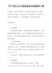 关于市场2022年度调查报告范例精萃5篇