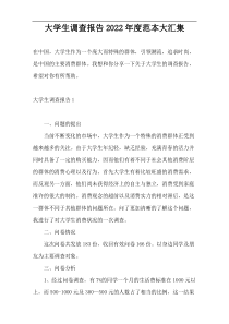 大学生调查报告2022年度范本大汇集