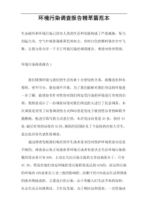 环境污染调查报告精萃篇范本