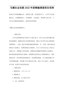 毛概社会实践2022年度精编调查报告范例