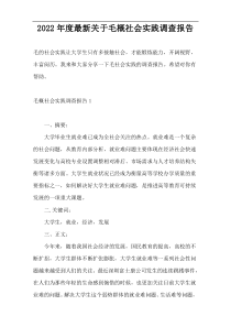 2022年度最新关于毛概社会实践调查报告