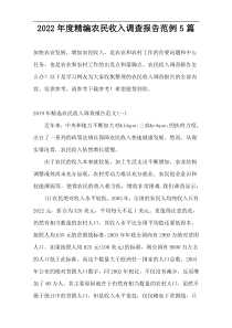 2022年度精编农民收入调查报告范例5篇