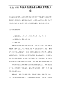 社会2022年度实践调查报告最新篇范例大全