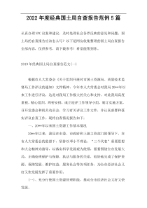 2022年度经典国土局自查报告范例5篇