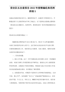 保安队长自查报告2022年度精编经典范例样例5