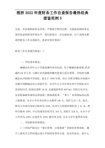 推挤2022年度财务工作自查报告最热经典借鉴范例5