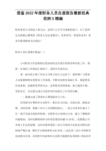 借鉴2022年度财务人员自查报告最新经典范例5精编