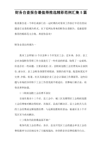 财务自查报告最值得推选精彩范例汇集5篇