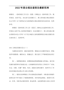2022年度合规自查报告最新范例