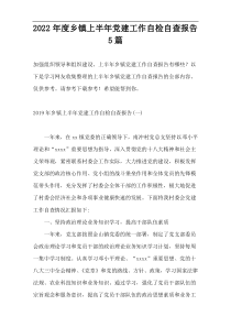 2022年度乡镇上半年党建工作自检自查报告5篇