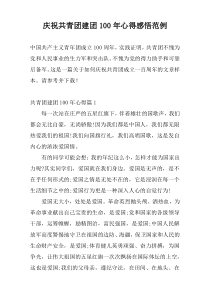 庆祝共青团建团100年心得感悟范例