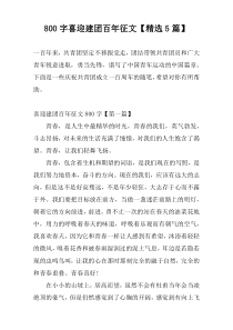 800字喜迎建团百年征文【精选5篇】