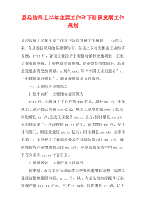 县经信局上半年主要工作和下阶段发展工作规划