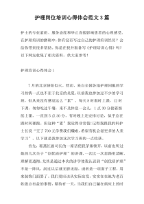 护理岗位培训心得体会范文3篇