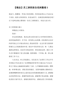 【精品】员工辞职报告范例整理5