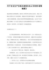 关于安全生产自检自查报告怎么写范例5【精编篇】