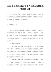 2022最新最新乡镇安全生产自检自查报告参考范例【5】