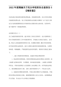 2022年度精编关于民办学校财务自查报告5【精彩篇】