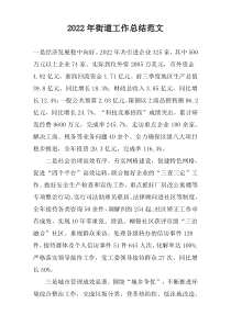 2022年街道工作总结范文