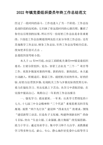 2022年镇党委组织委员年终工作总结范文