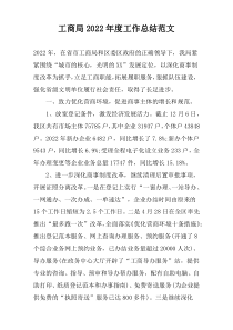 工商局2022年度工作总结范文