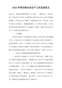 2022年项目部安全生产工作总结范文