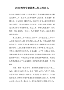 2022教师专业技术工作总结范文