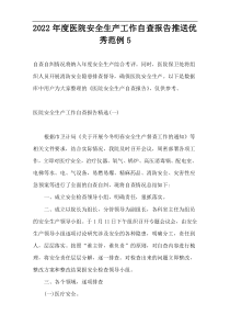 2022年度医院安全生产工作自查报告推送优秀范例5