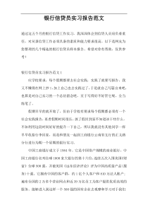 银行信贷员实习报告范文