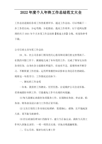 2022年度个人年终工作总结范文大全