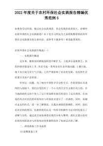 2022年度关于农村环保社会实践报告精编优秀范例5