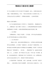 物流实习报告范文摘要