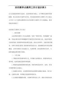农村教学点教师工作计划示例5