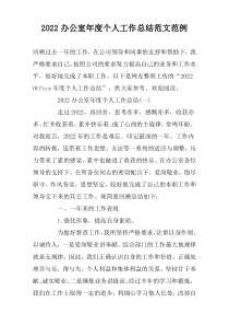 2022办公室年度个人工作总结范文范例
