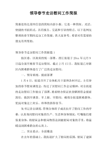 领导春节走访慰问工作简报