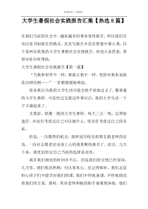 大学生暑假社会实践报告汇集【热选8篇】