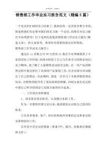 销售部工作毕业实习报告范文（精编5篇）