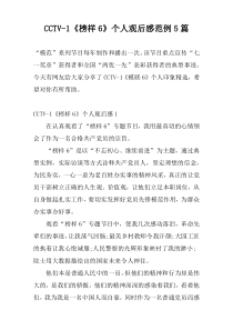 CCTV-1《榜样6》个人观后感范例5篇